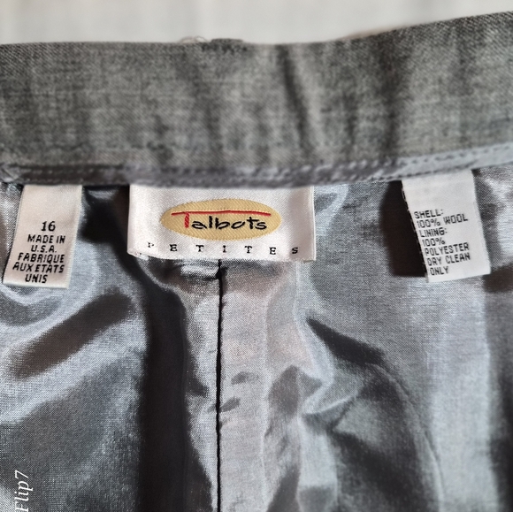 Talbots Petites Grey 100% Wool Straight Leg Trousers - Size 16P - Picture 2 of 10